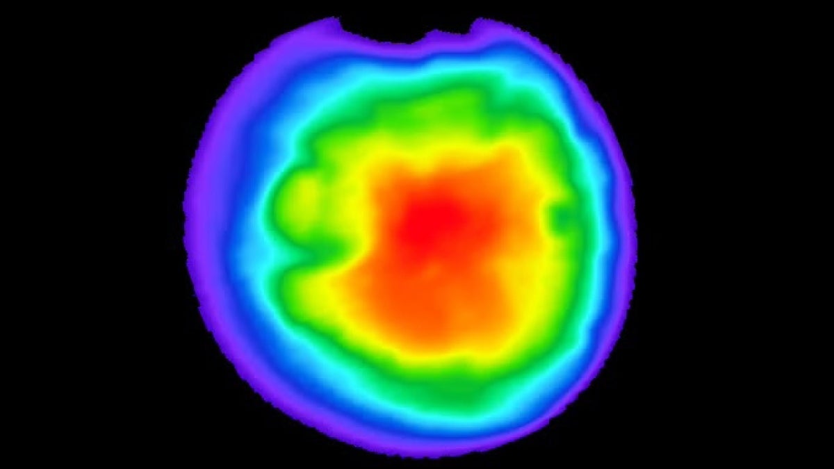 A composite thermal image of Mars