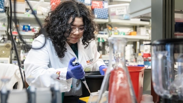 Leslie Bustamante Hernandez on her lab desk.