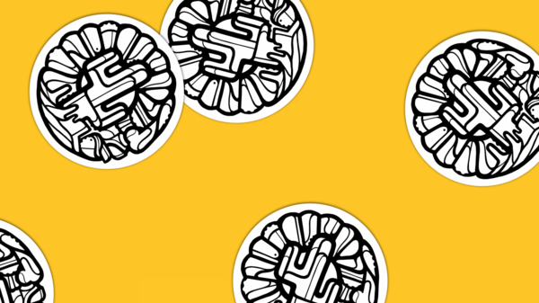 Graphic with Humanities week logos on a gold background